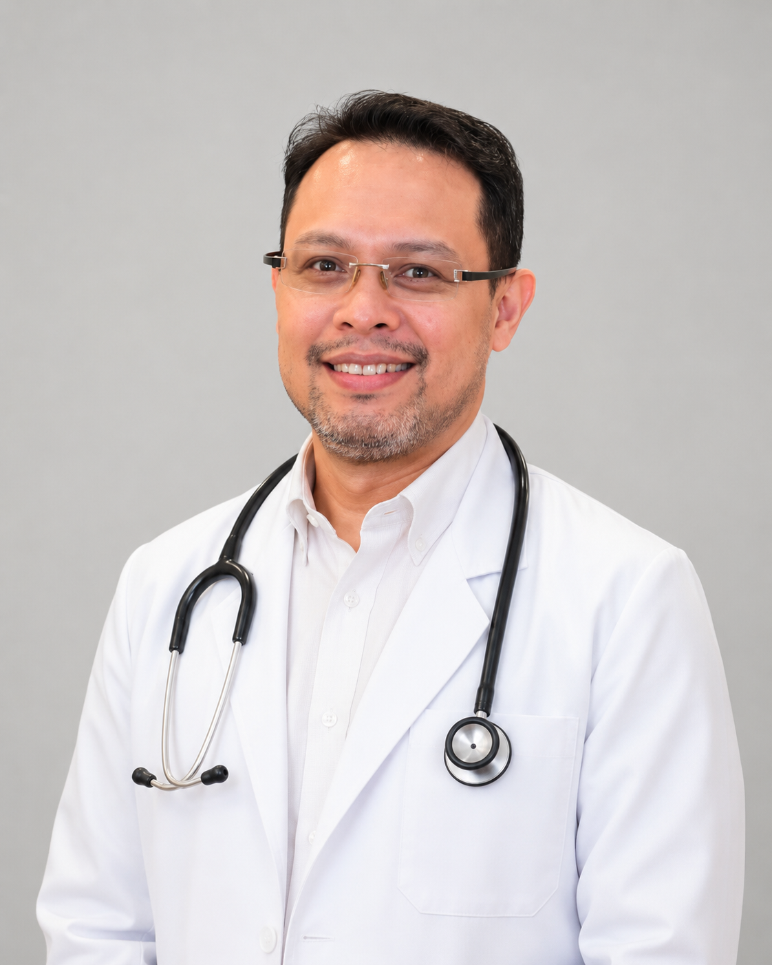 Dr Darwin David  - A smiling Male Family doctor with glasses.