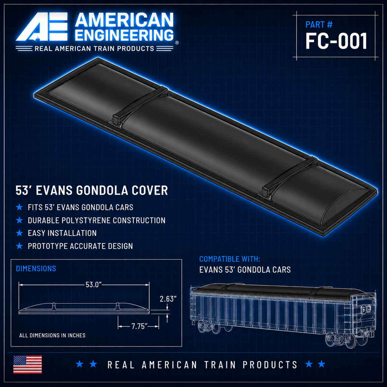 FC-001 53' Evans Gondola Lid (Qty. 1)