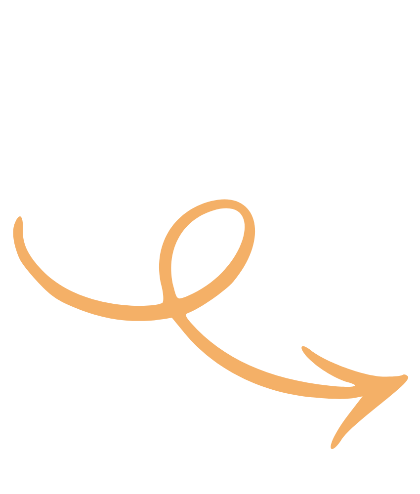 A black background with a large, cursive, orange arrow pointing to the lower right.