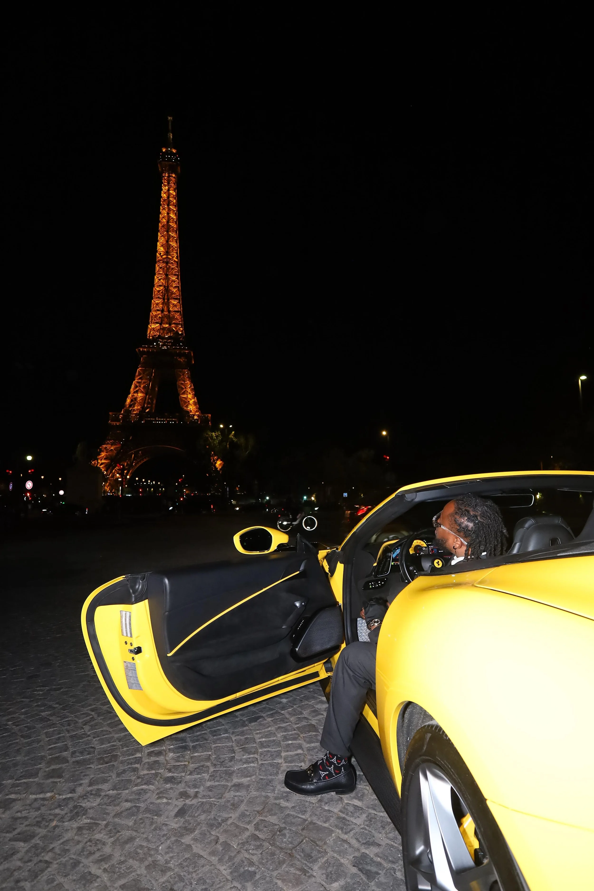 Ferrari Roma spider or Portofino Eiffel Tower Content partnership series showcasing Paris luxury experiences 