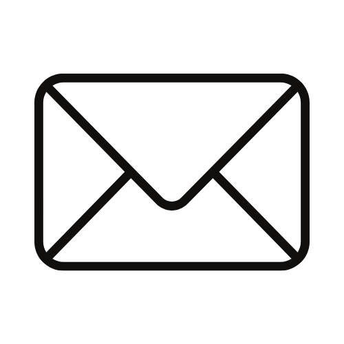 Outline of an envelope icon on a black background.