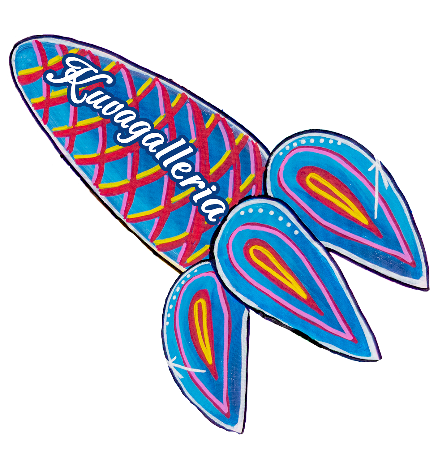 Colorful logo with the word 'Tuavaluateria' written across a stylized, vibrant design resembling cross-sections of colorful leaves or petals.