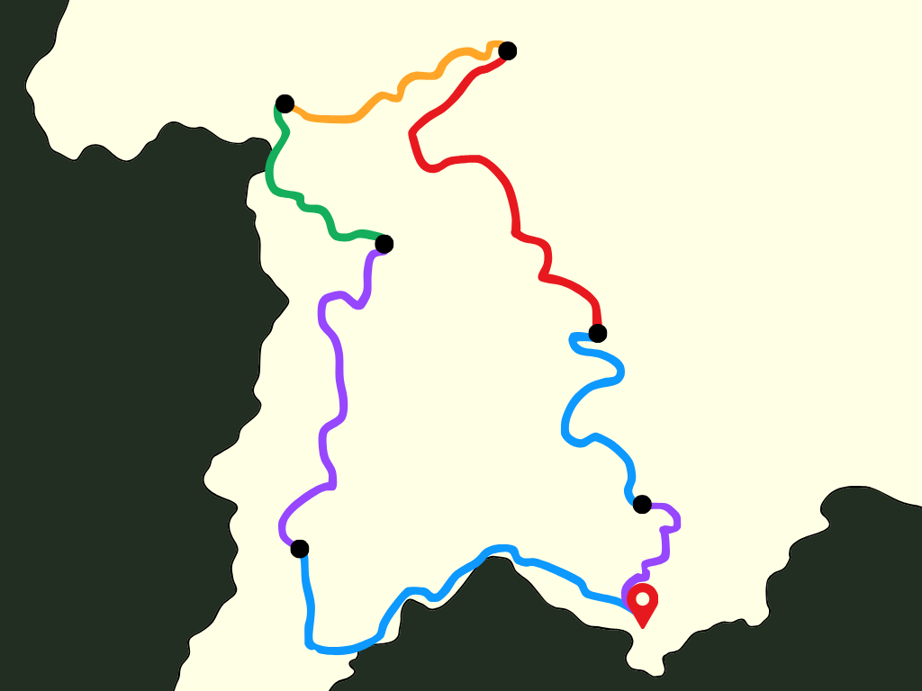 Carte de circuit moto au centre-ouest du Laos.