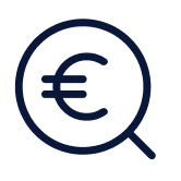 Lupe über einem Euro-Symbol