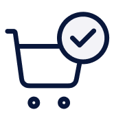 Einkaufswagen mit Häkchen-Symbol