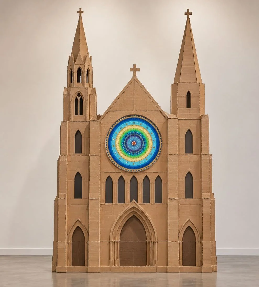 Kartonnen Kathedraal in Galerielicht.png