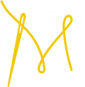 A yellow cursive signature or handwritten style initials on a black background.