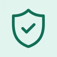 A green shield with a check mark in the center.