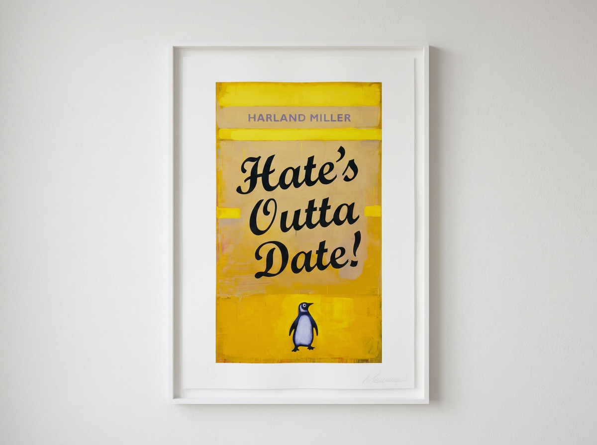 harland miller - hate's outta date - framed limited edition print