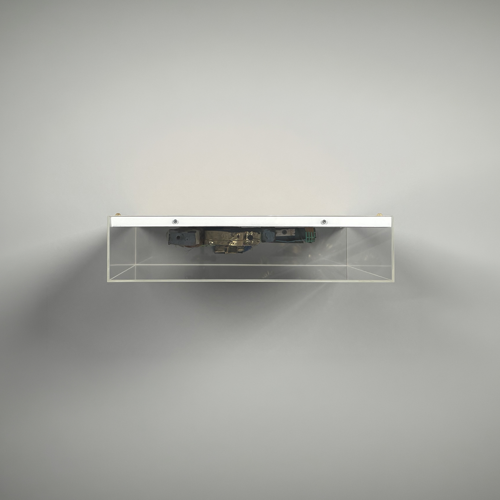 BAST Trash Gun I, 2014, unique mixed media sculpture in acrylic display box, bottom view