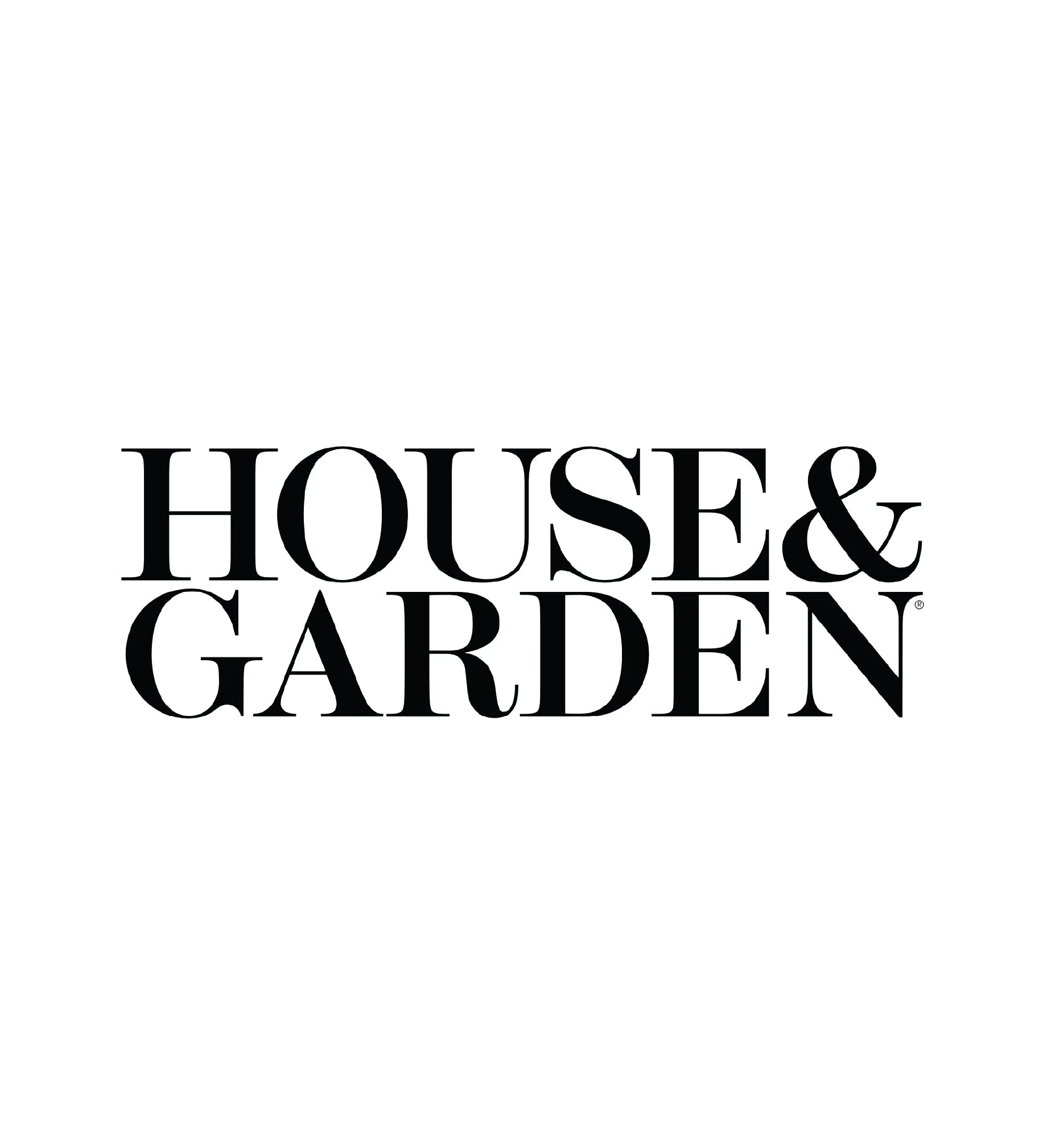 Text reading 'HOUSES & GARDEN' in large black font on a white background.