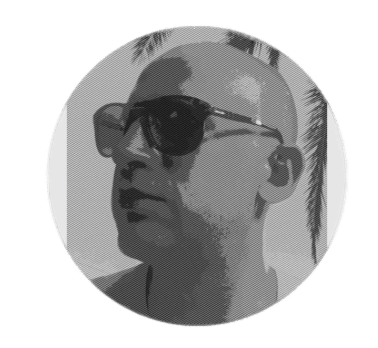 San Kalpa, Black and white photo of a person wearing sunglasses with short hair and earrings.