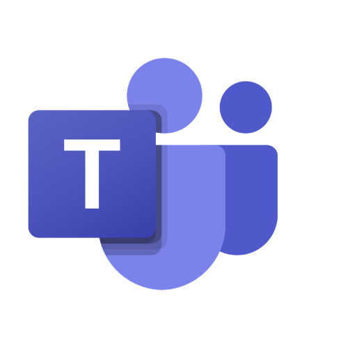 Microsoft Teams logo with geometric shapes in shades of blue