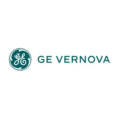 GE Vernova logo with a circular emblem containing stylized initials 'GE' and the text 'GE VERNOVA' next to it