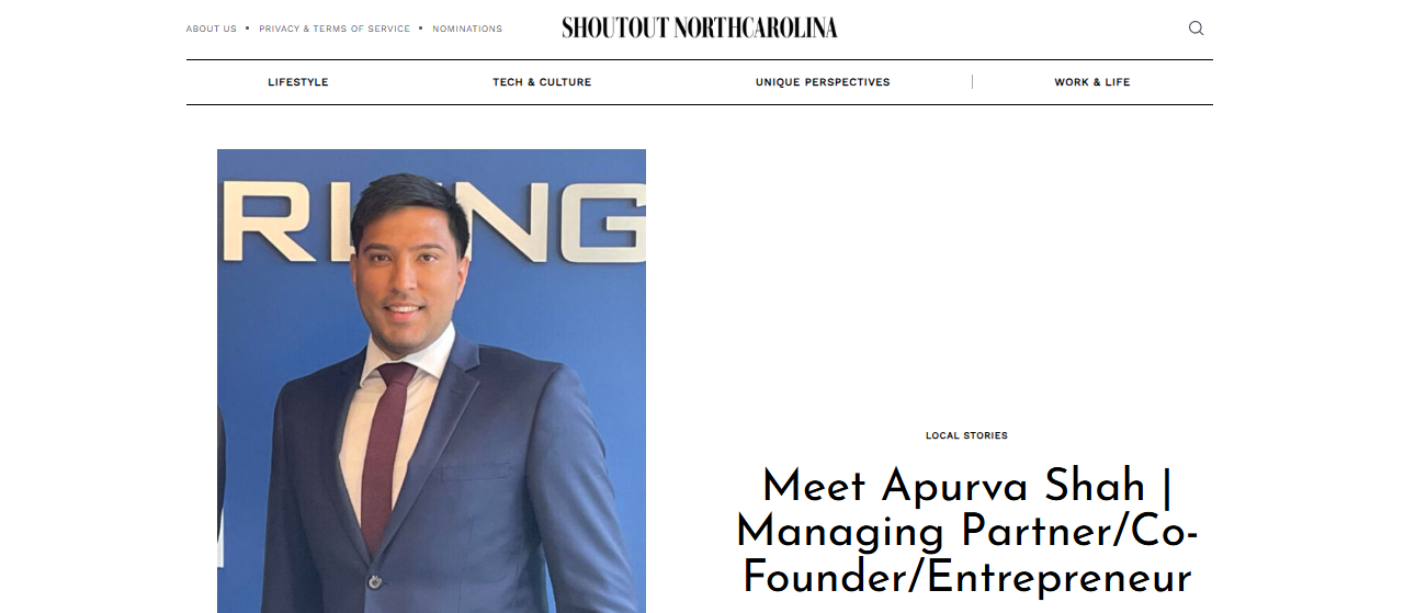 Meet Apurva Shah | Managing Partner, Co-Founder, and Entrepreneur Featured on Shoutout North Carolin