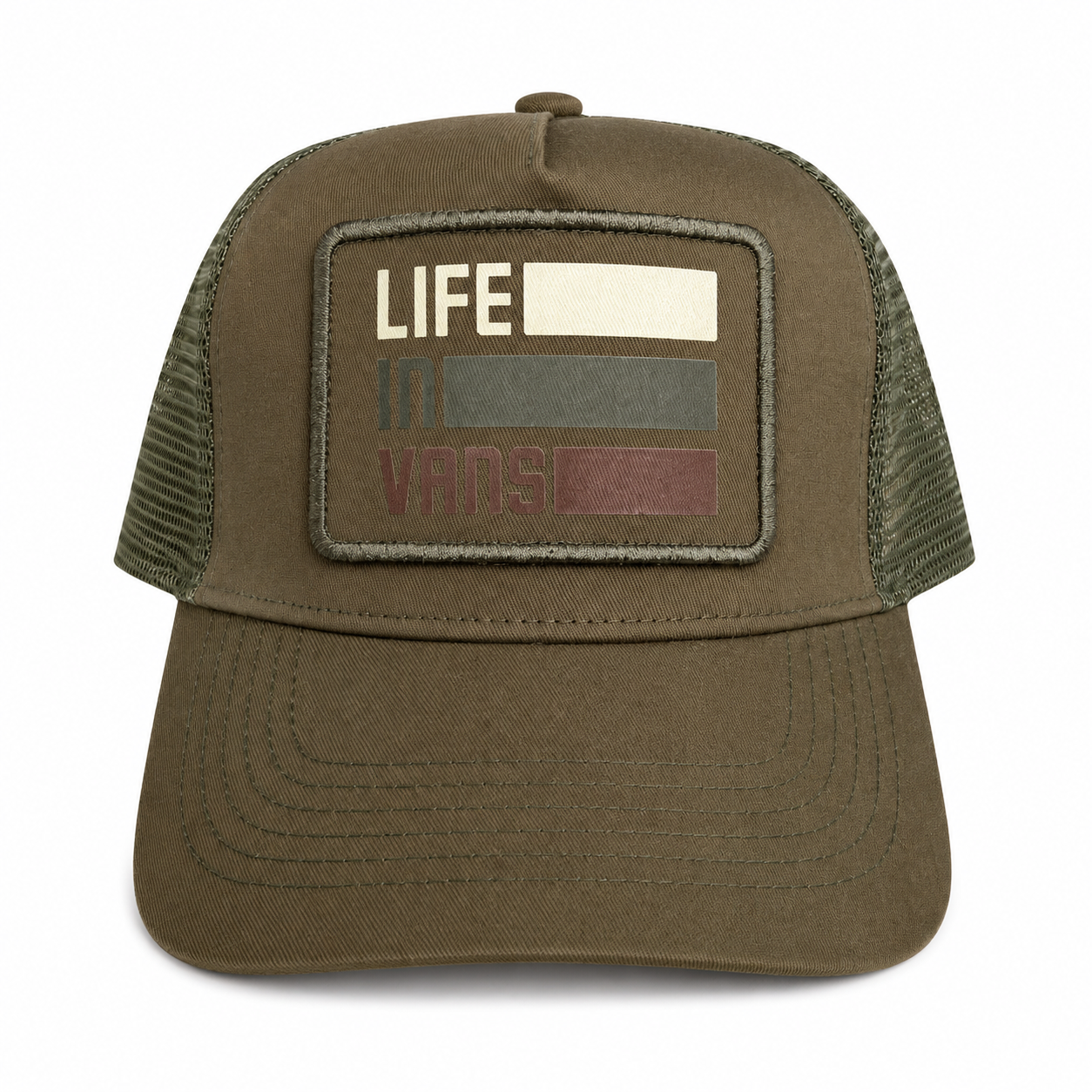 Life In Vans Military Bars Removable Patch 5 Panel Cap - Military Green