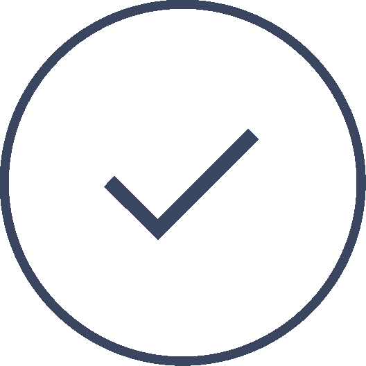 A check mark inside a circular border, indicating completion or approval.