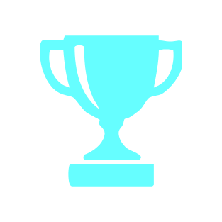 Light blue trophy with two handles on a black background