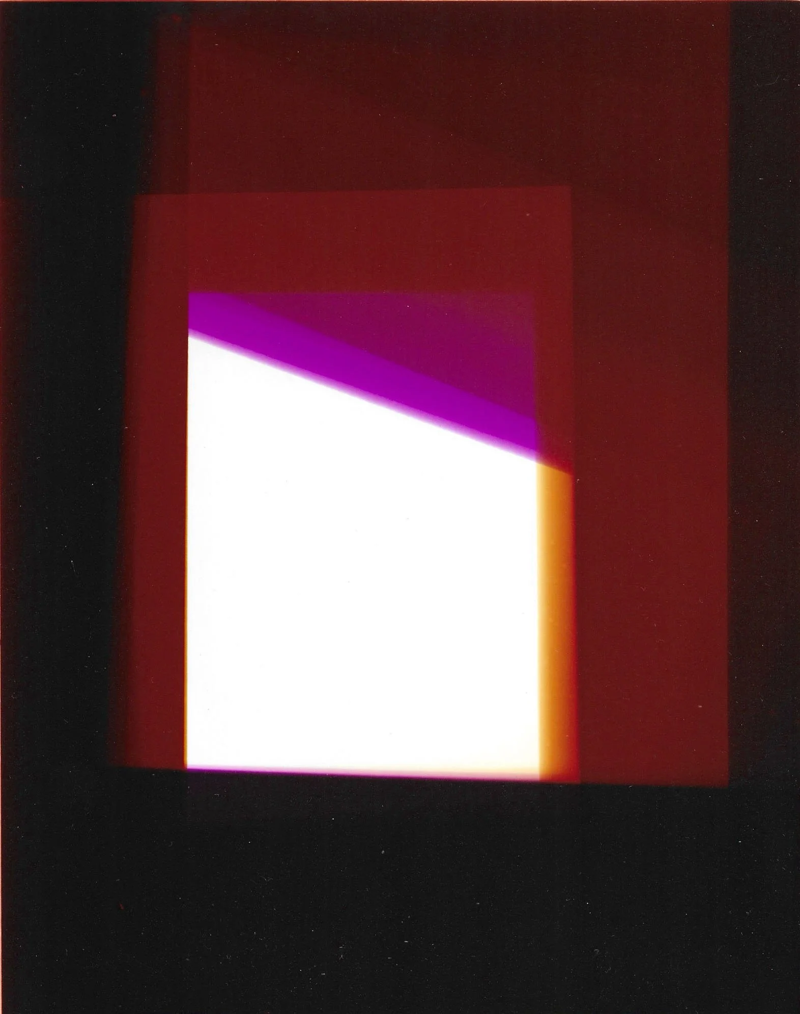Abstract digital artwork with geometric shapes and gradient colors, featuring a diagonal purple and white light streak on a purple background, bordered by red and black areas.