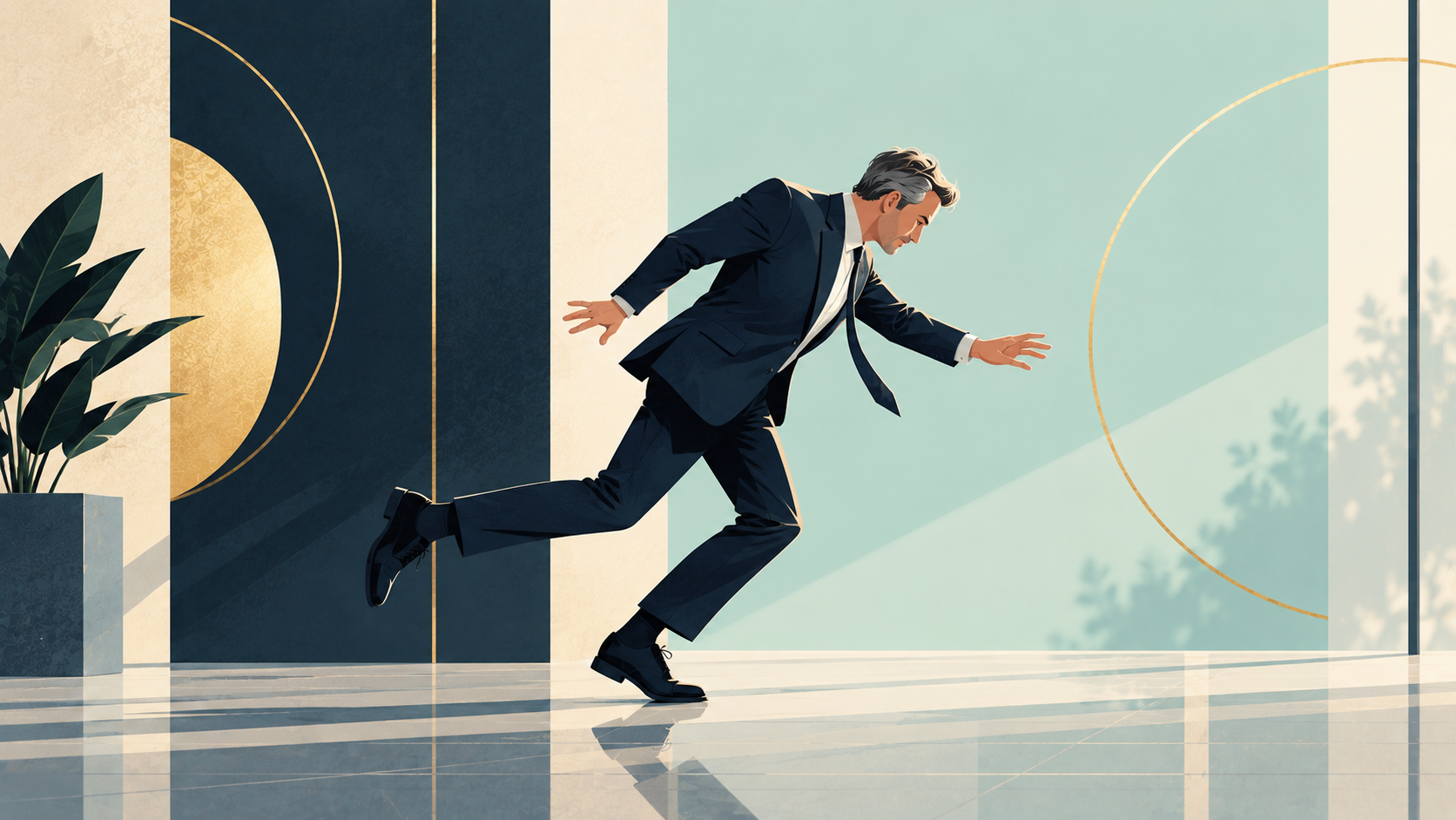 An executive stumbling