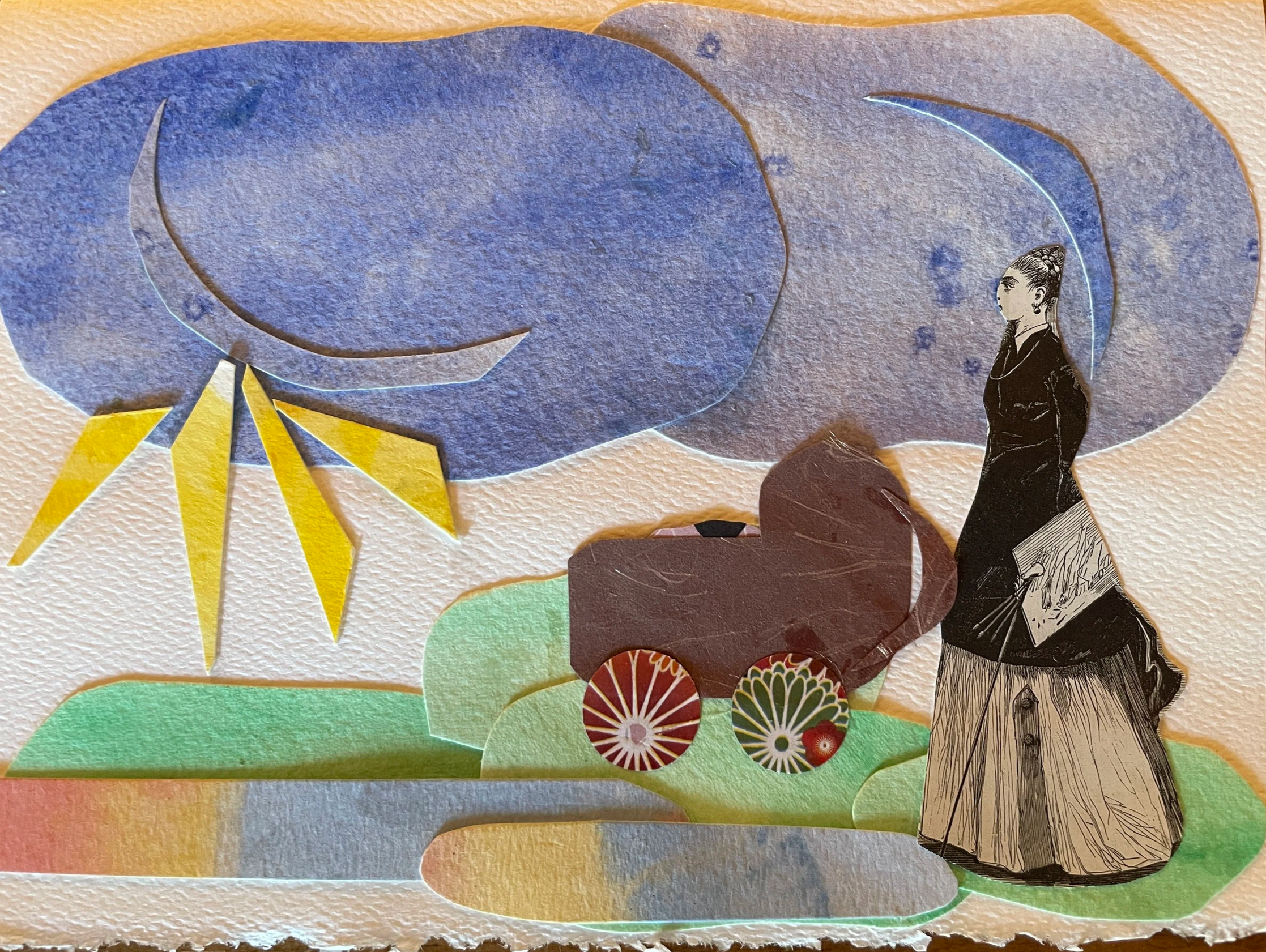 Collage with watercolor, origami, and illustrations by Beth Meachem