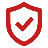 Red shield icon with a check mark inside