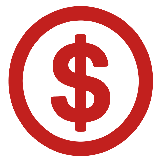 Red dollar sign inside a circle