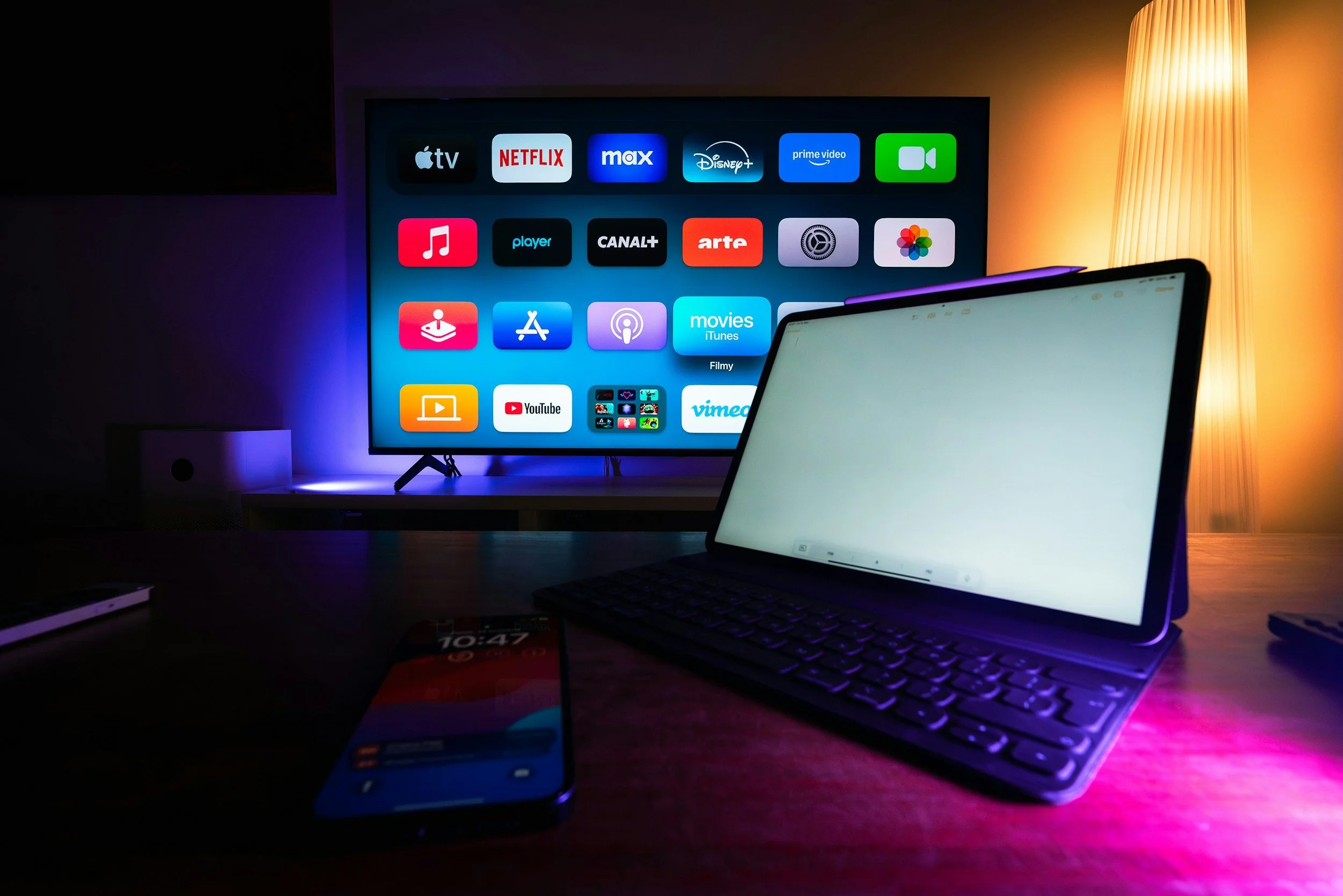 Multi-screen media consumption on TV and tablet, illustrating media product strategy by Inspiris Media
