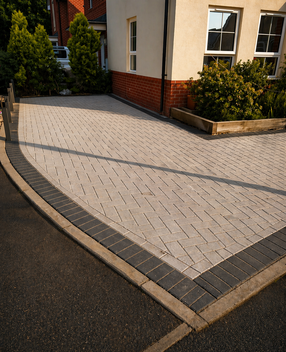 Block paved double driveway installation