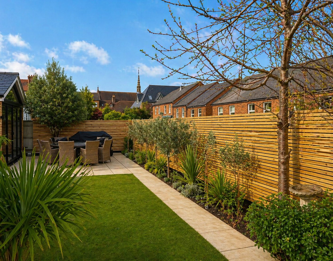 Contemporary Slatted Fencing Installation.