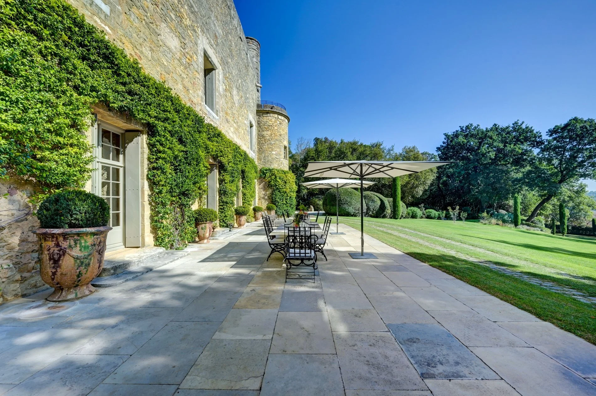 corporate retreat in France castle terrace