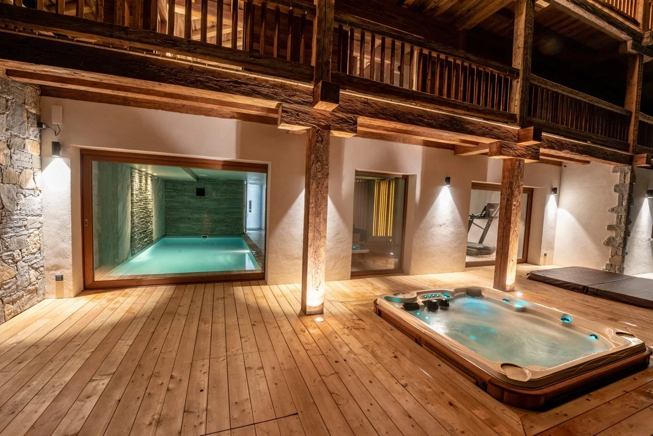 corporate retreat in the French Alps luxury chalet jacuzzi