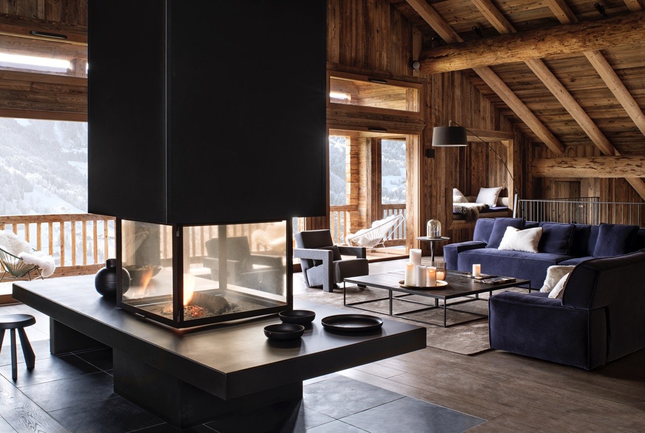 corporate retreat in the French Alps luxury chalet lounge area
