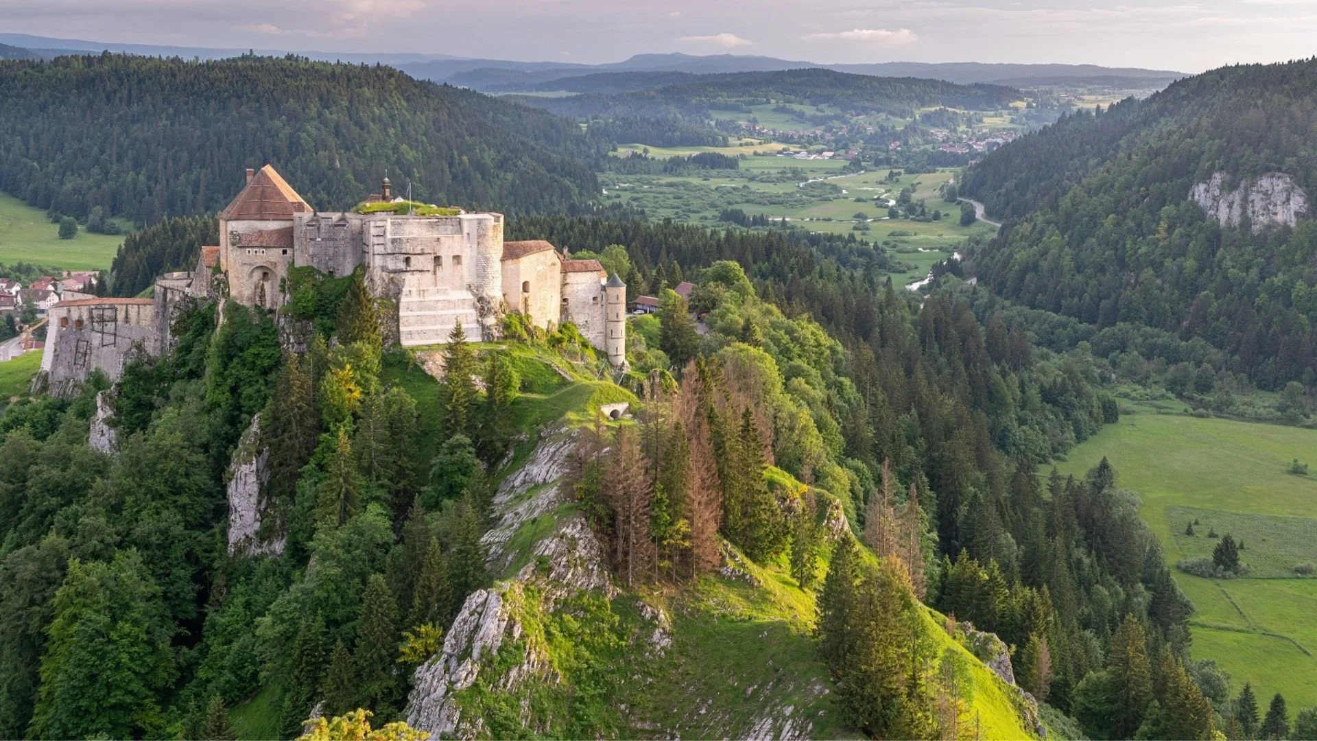 Burgundy castle with view point