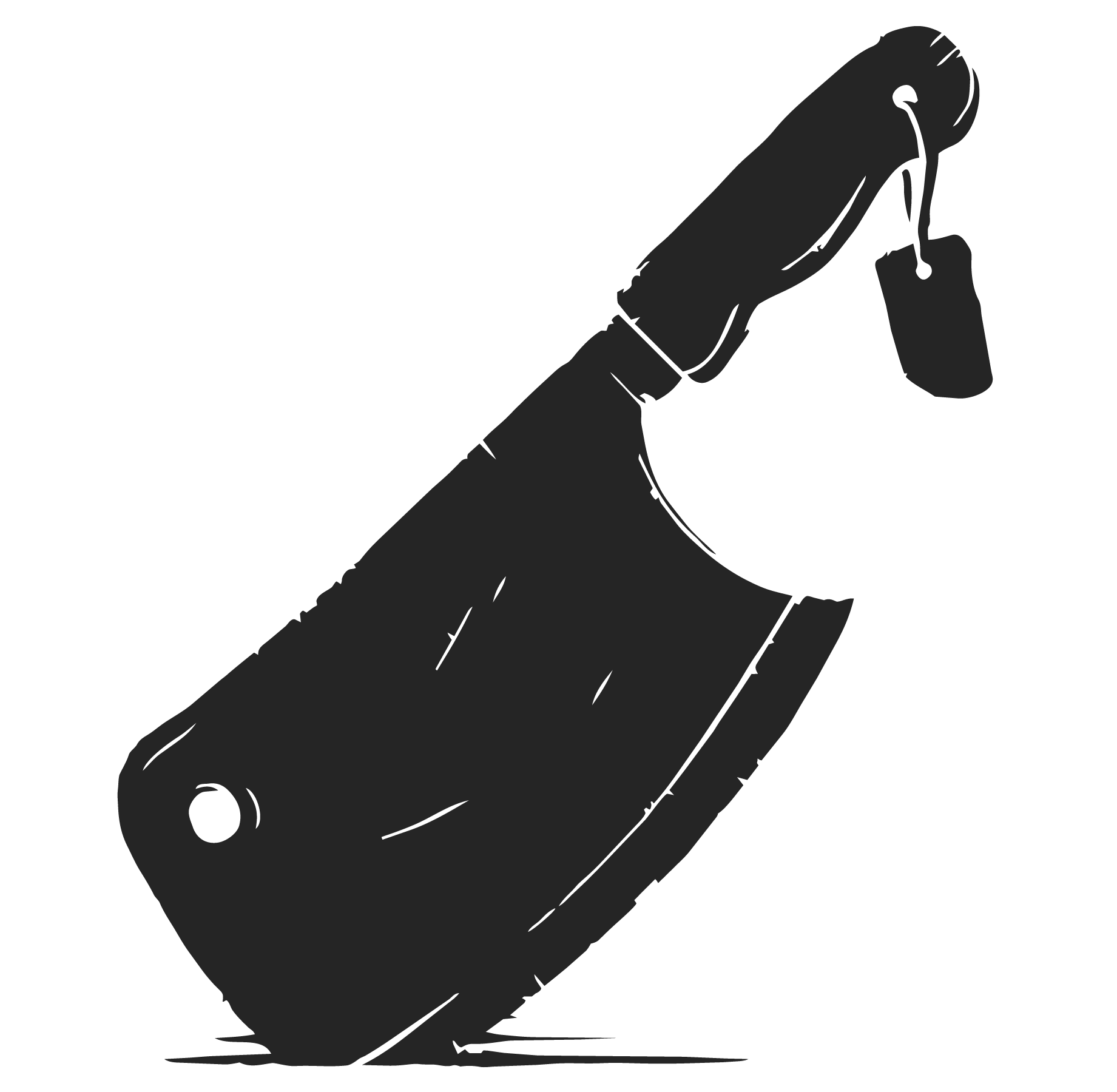 Black and white illustration of a pointed object, possibly a submarine periscope or similar equipment.