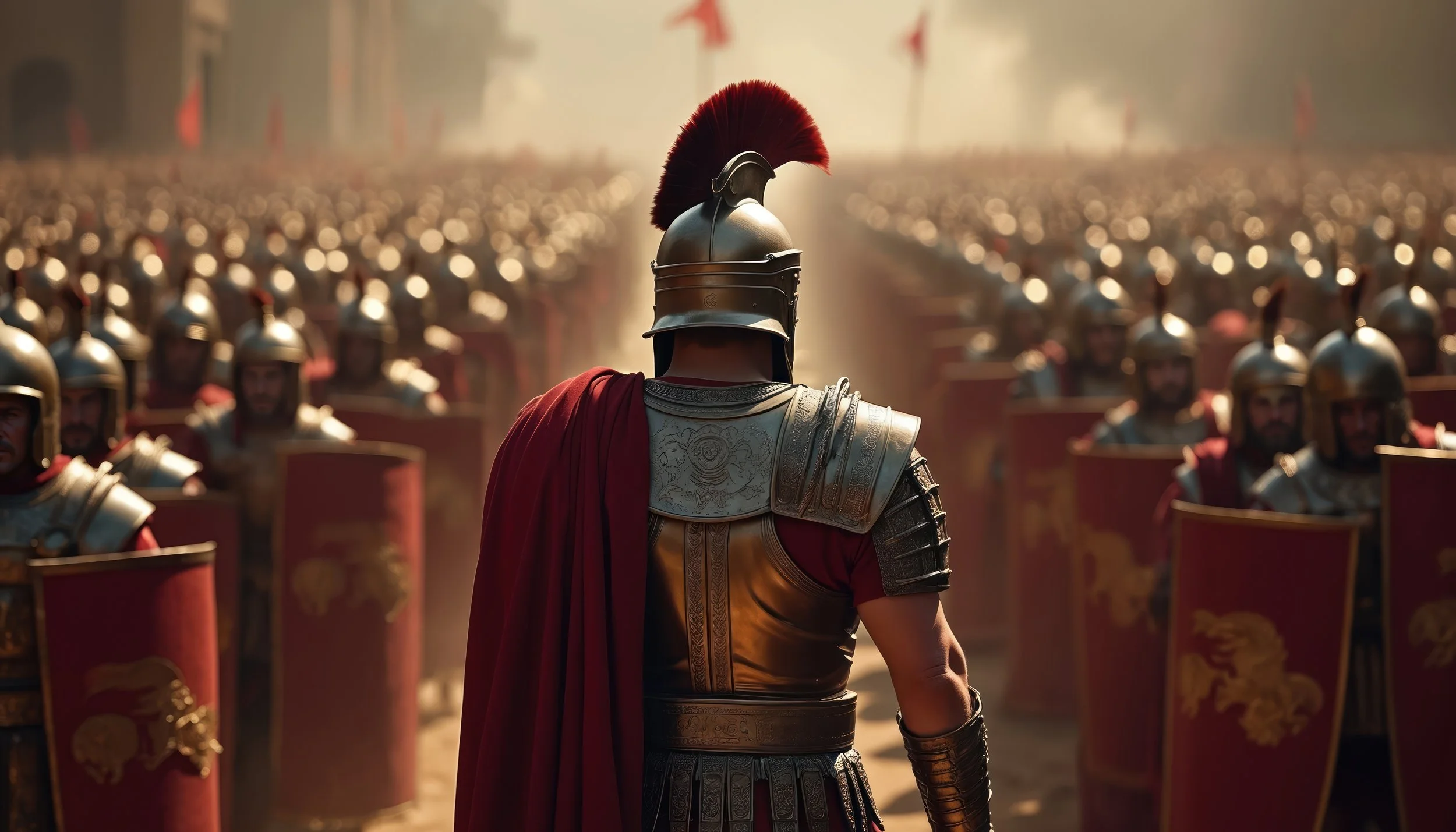 Centurion commander addressing a formation of troops