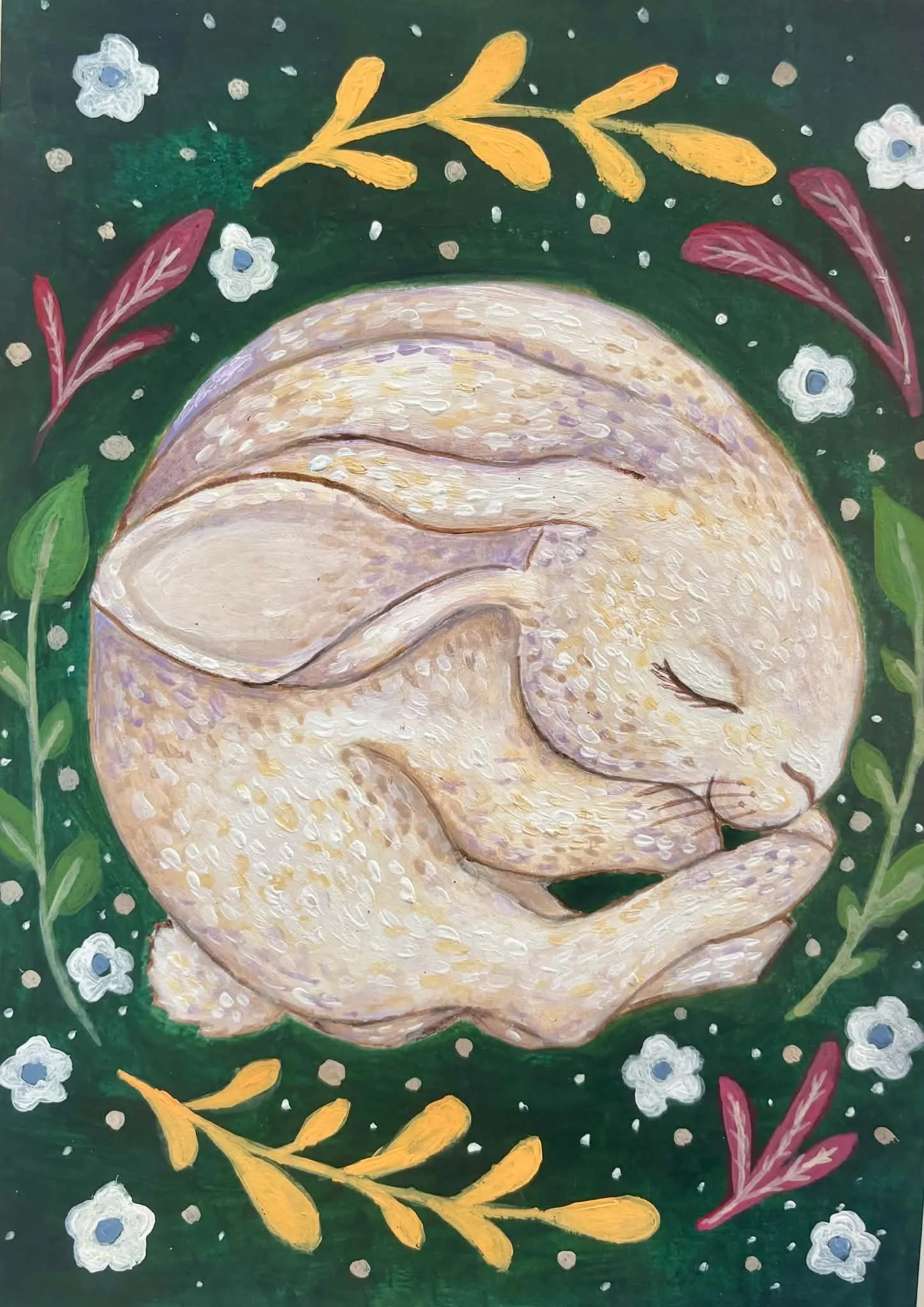 Lapin blanc endormi