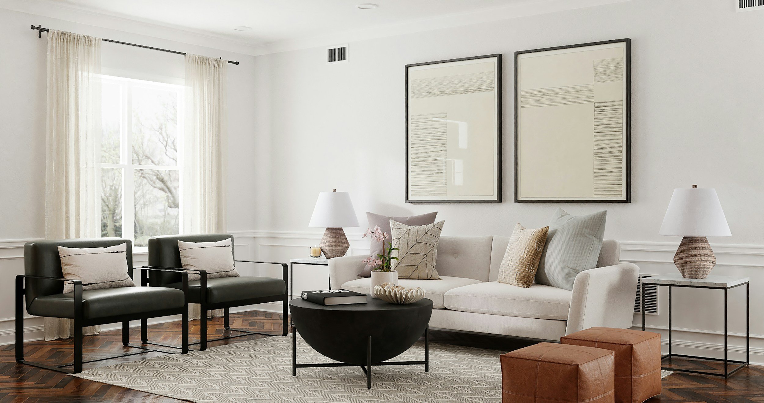 Immobilienbewertung Hamburg Modern eingerichtetes Wohnzimmer einer hochwertigen Wohnimmobilie, vermittelt durch von Schubert Immobilien in Hamburg, Ihr zertifizierter Immobilienmakler.
