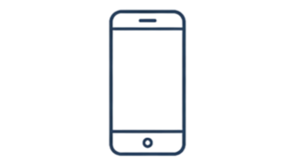 Illustration of a smartphone with a blank screen, positioned in front of a blue background.