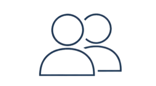 Icon of two people representing a group or social connection.