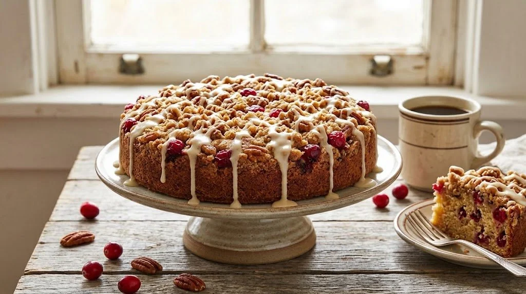 Frost Dappled Cranberry Pecan Cake.jfif