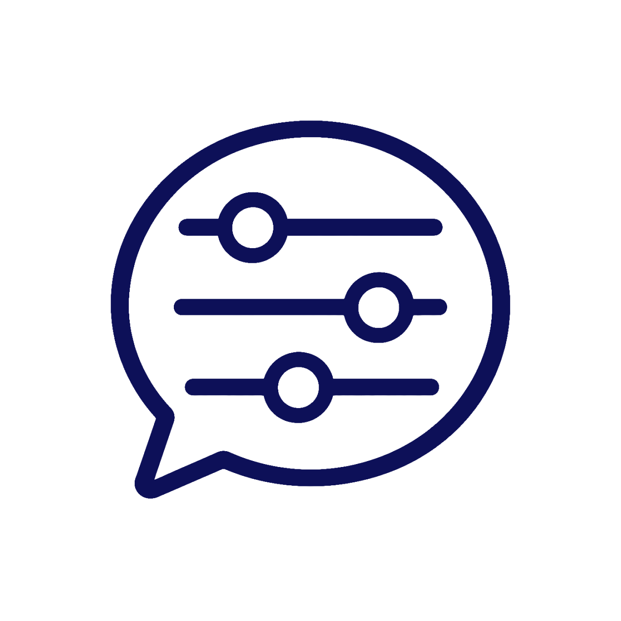 Icon of a speech bubble with sliders, representing speech or voice settings.