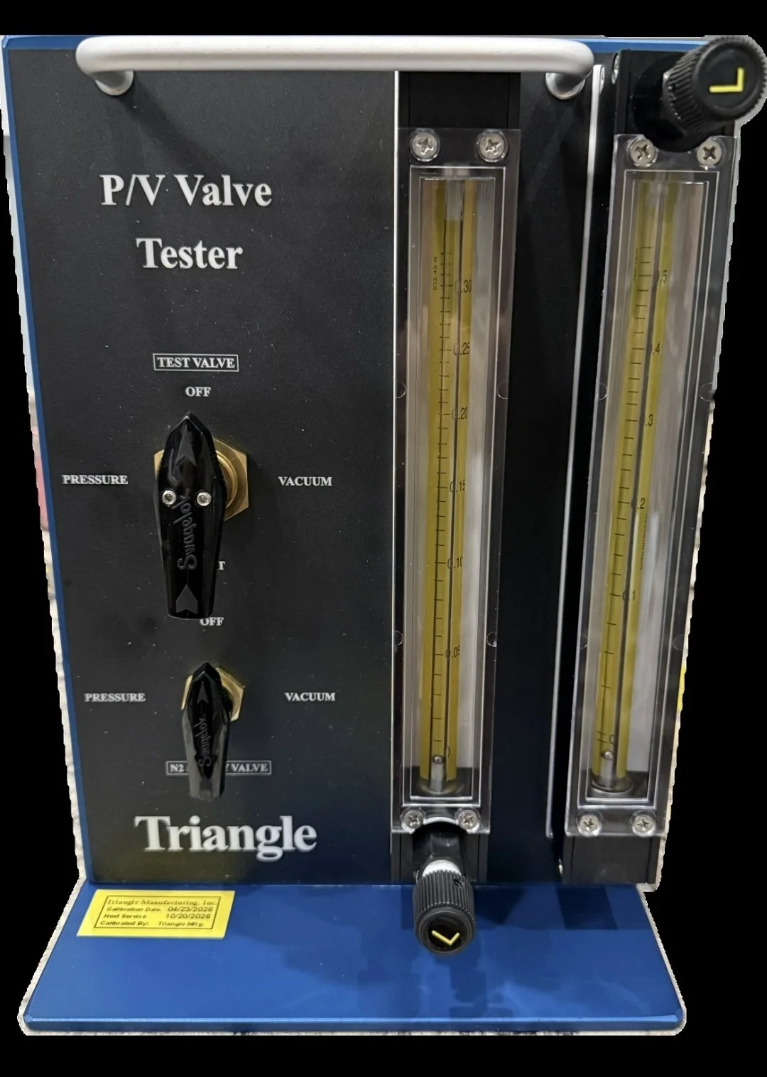 Triangle P/V vent cap tester