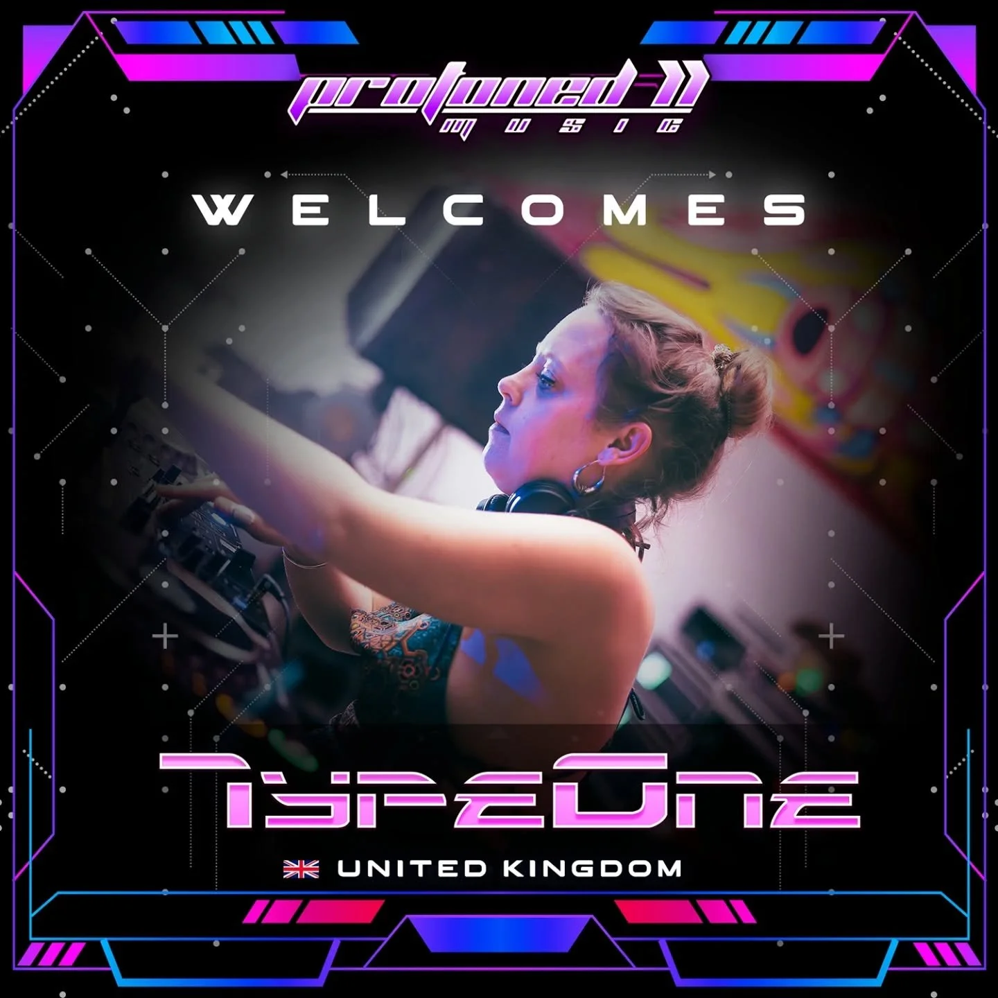 Protoned Music WELCOMES: 

AMY a.k.a TypeOne 🌀 

A powerful Dj force within the Full-On / Twilight spectrum, TypeOne delivers a thumping, party-driven journey shaped by years of dancefloor exploration across the global Psychedelic scene. 

Since dis