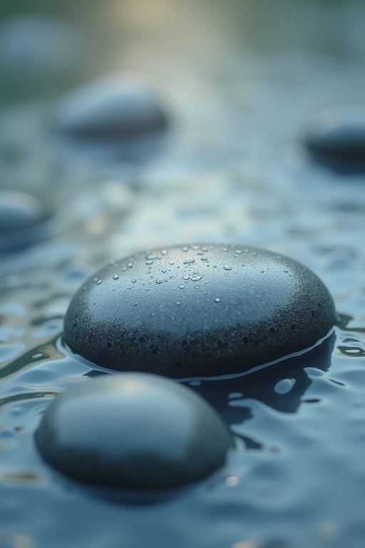 smooth wet stones with water droplets