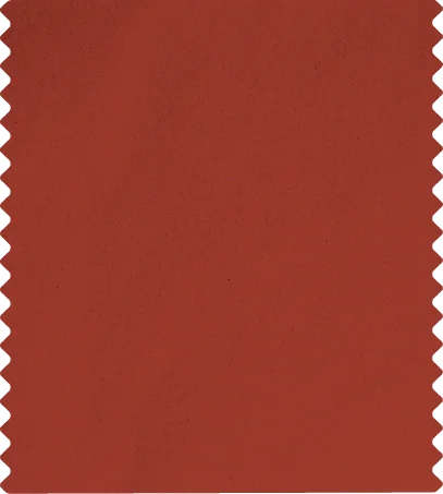 Red rectangular object with serrated edges on the sides.