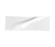 Blank white rectangular strip with slight crinkle, on a black background.