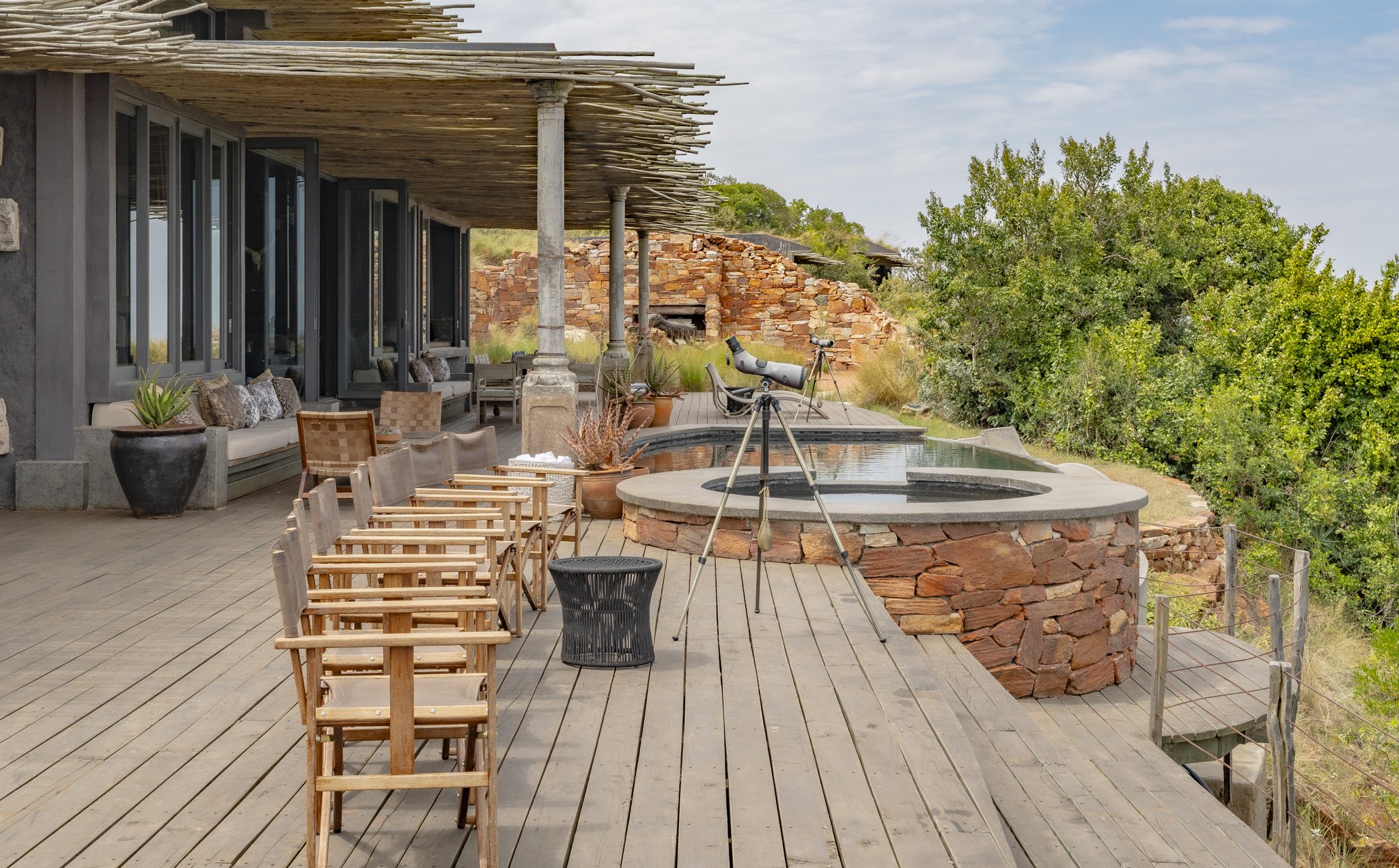 Outdoor area at Wild Hill with pool and whirlpool and wooden deck