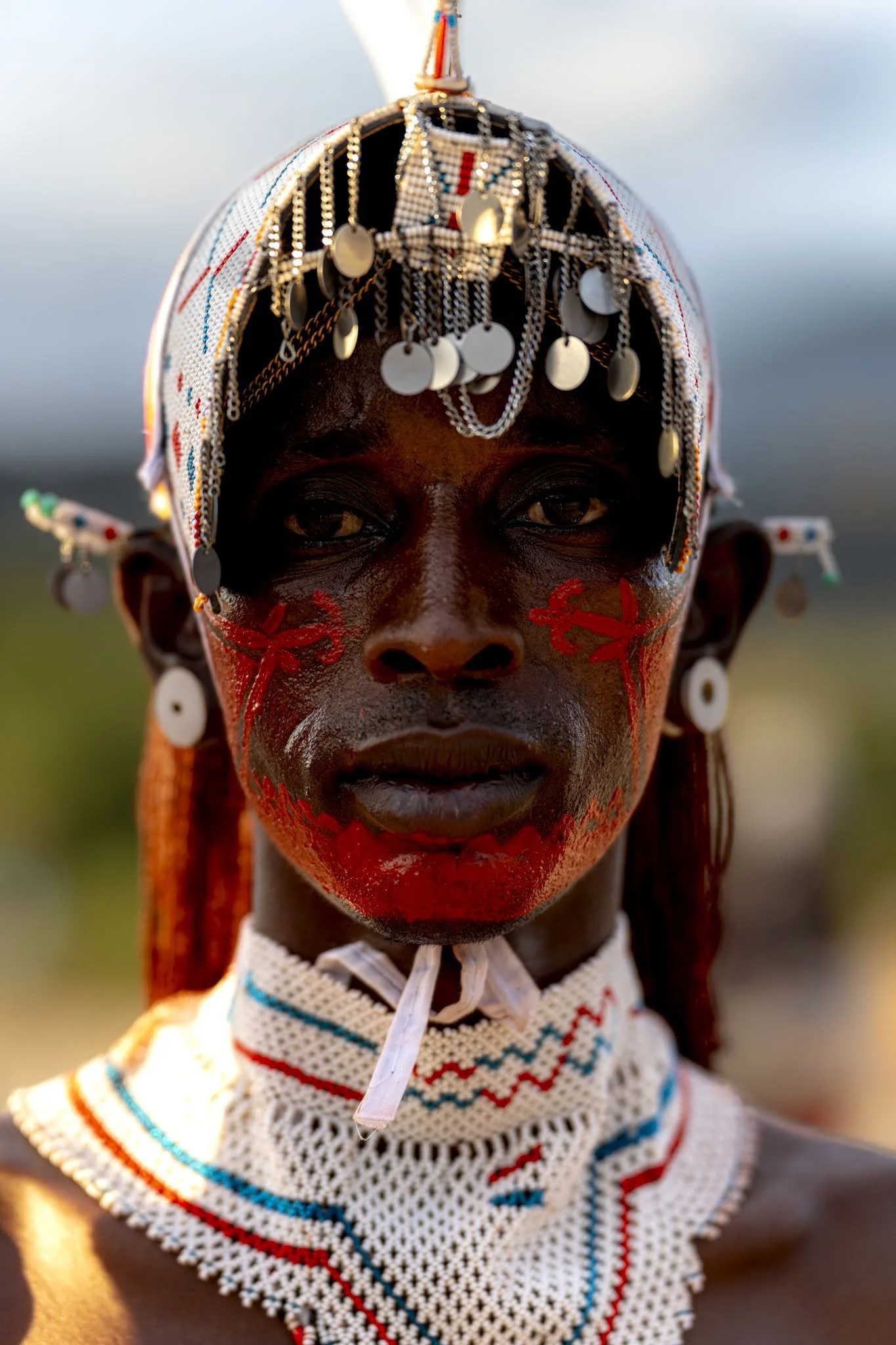 Samburu warrior clad in traditional costume in Samburu, northern Kenya.