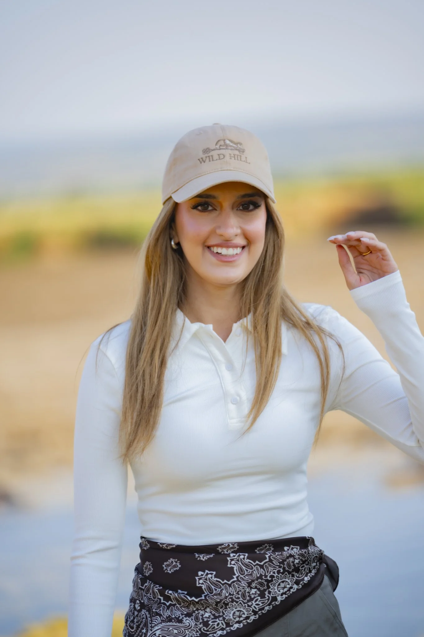 Safari portrait in front of a dam at Maasai Mara